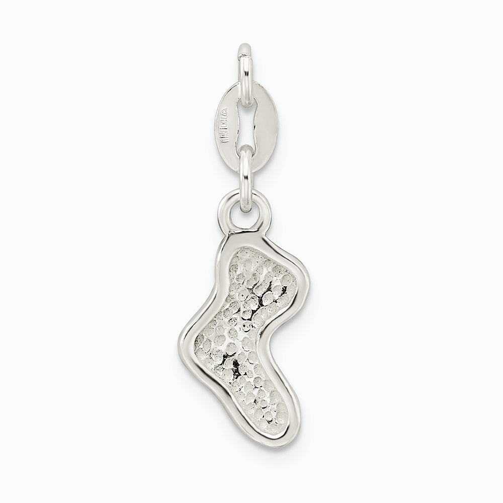 Sterling Silver Polished Enamel Christmas Stocking Charm - Product Photo