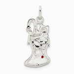 Sterling Silver Polished Enamel Christmas Stocking Pendant - Product Photo