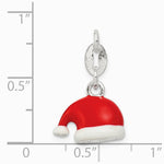 Sterling Silver Polished Enamel Santa Hat Charm - Product Photo