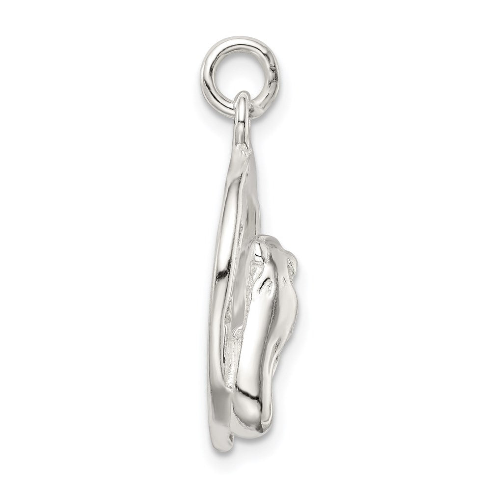 Sterling Silver Polished Horseshoe with Horse Head Pendant - Product Photo