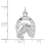 Sterling Silver Polished Horseshoe with Horse Head Pendant - Product Photo