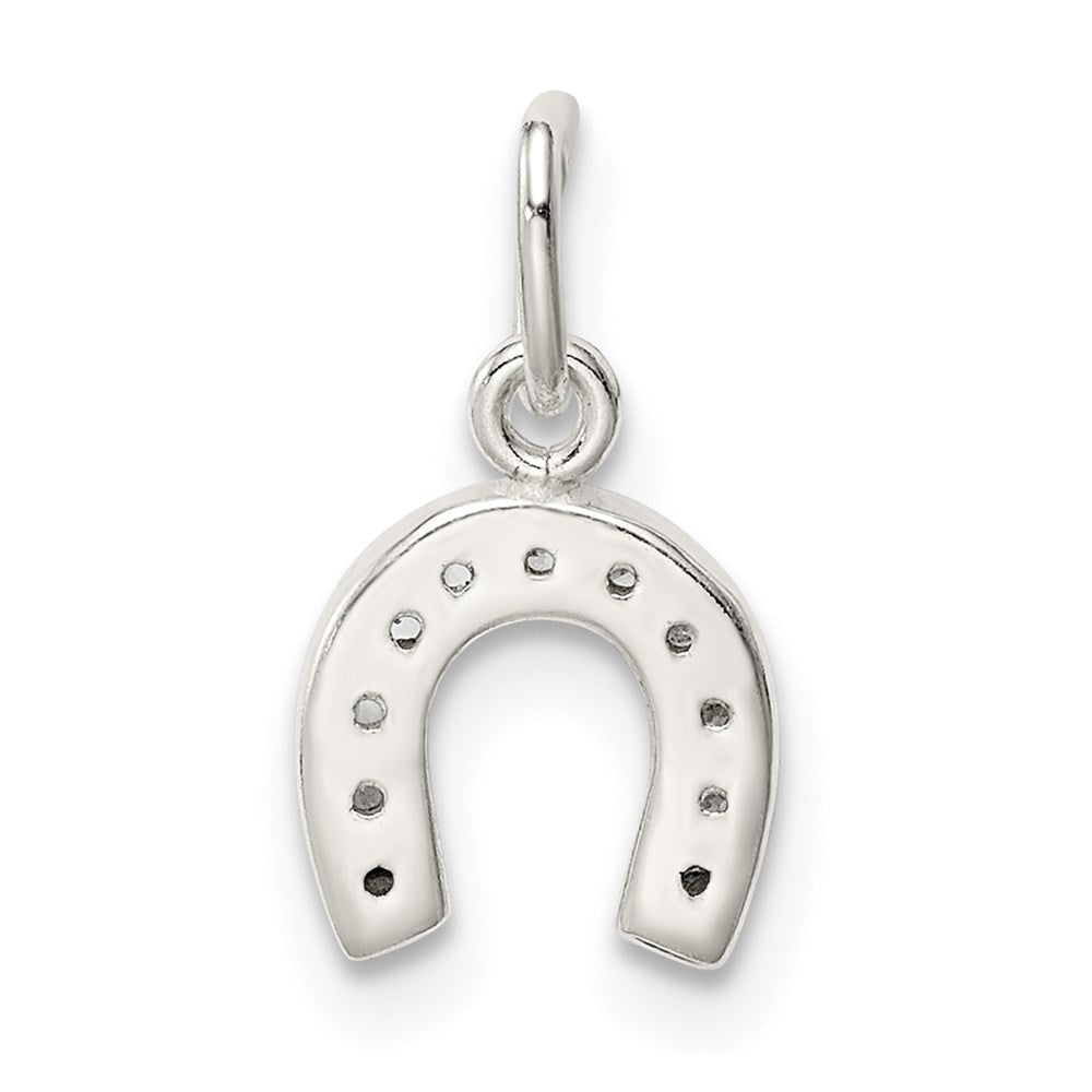 Sterling Silver Polished Horseshoe CZ Charm - Product Photo