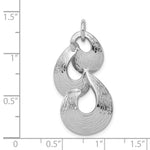 Sterling Silver Rhodium-plated Polished & Satin Drop Pendant - Product Photo