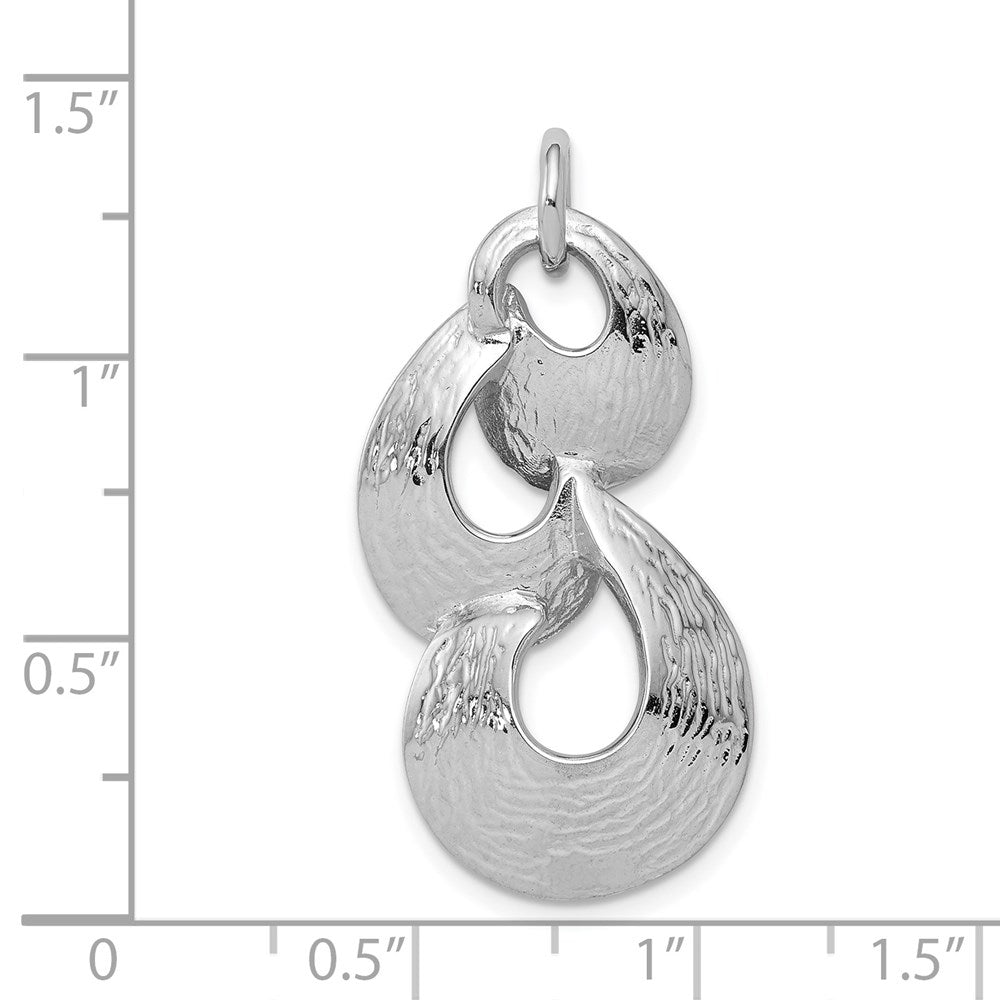 Sterling Silver Rhodium-plated Polished & Satin Drop Pendant - Product Photo