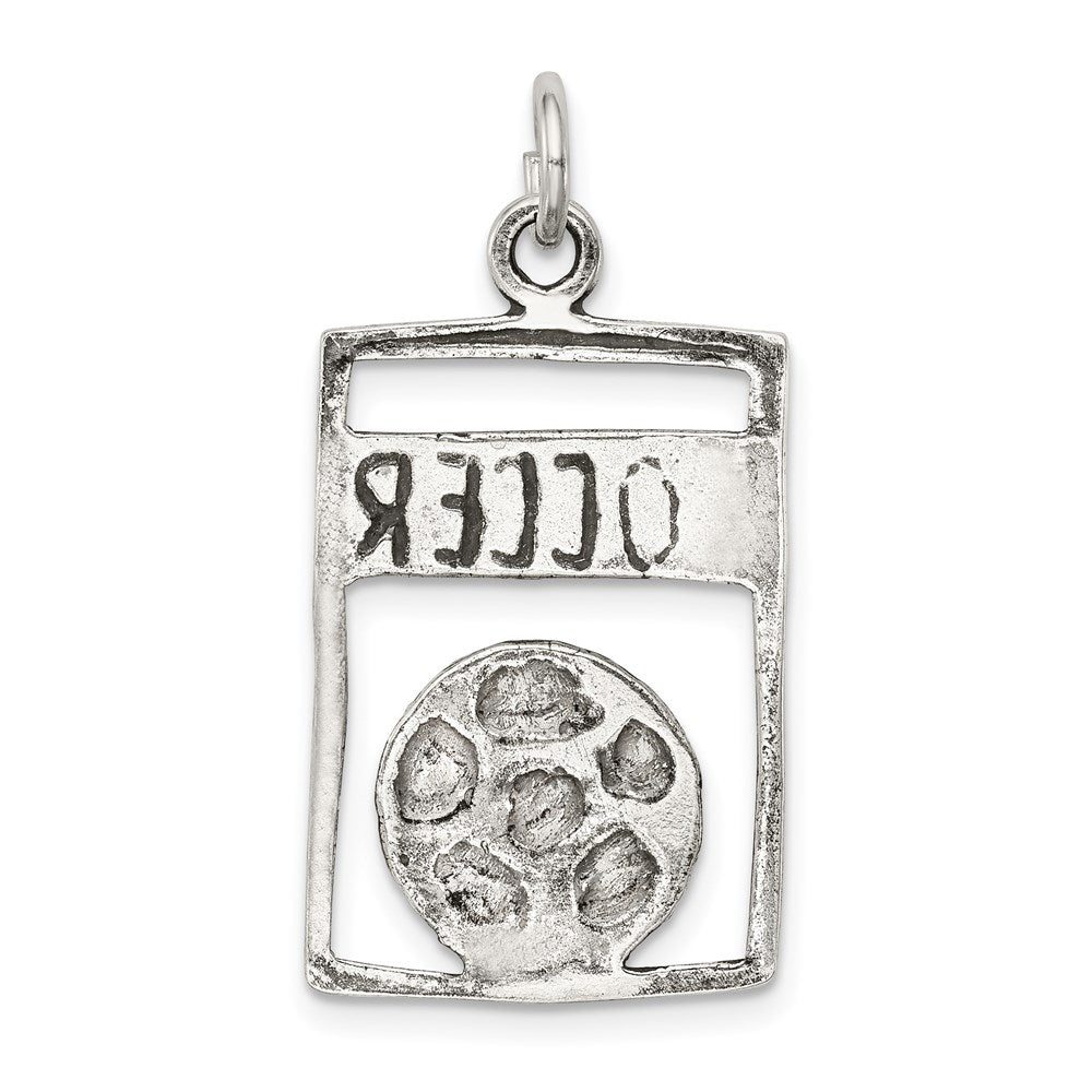 Sterling Silver Antiqued Soccer Rectangle Pendant - Product Photo