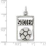 Sterling Silver Antiqued Soccer Rectangle Pendant - Product Photo