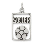 Sterling Silver Antiqued Soccer Rectangle Pendant - Product Photo