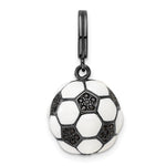 Sterling Silver Rhodium-plated & CZ 3D Soccer Ball Pendant - Product Photo