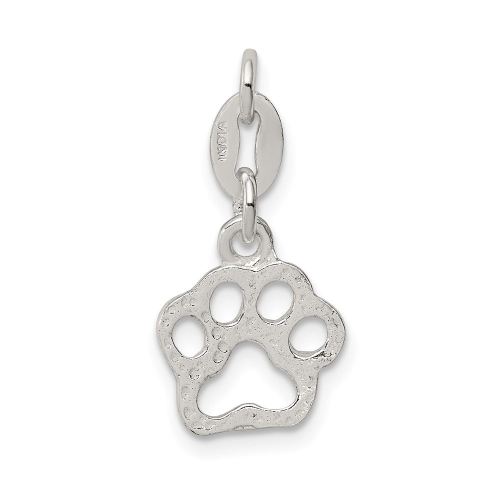 Sterling Silver Polished Paw Print Charm - Product Photo