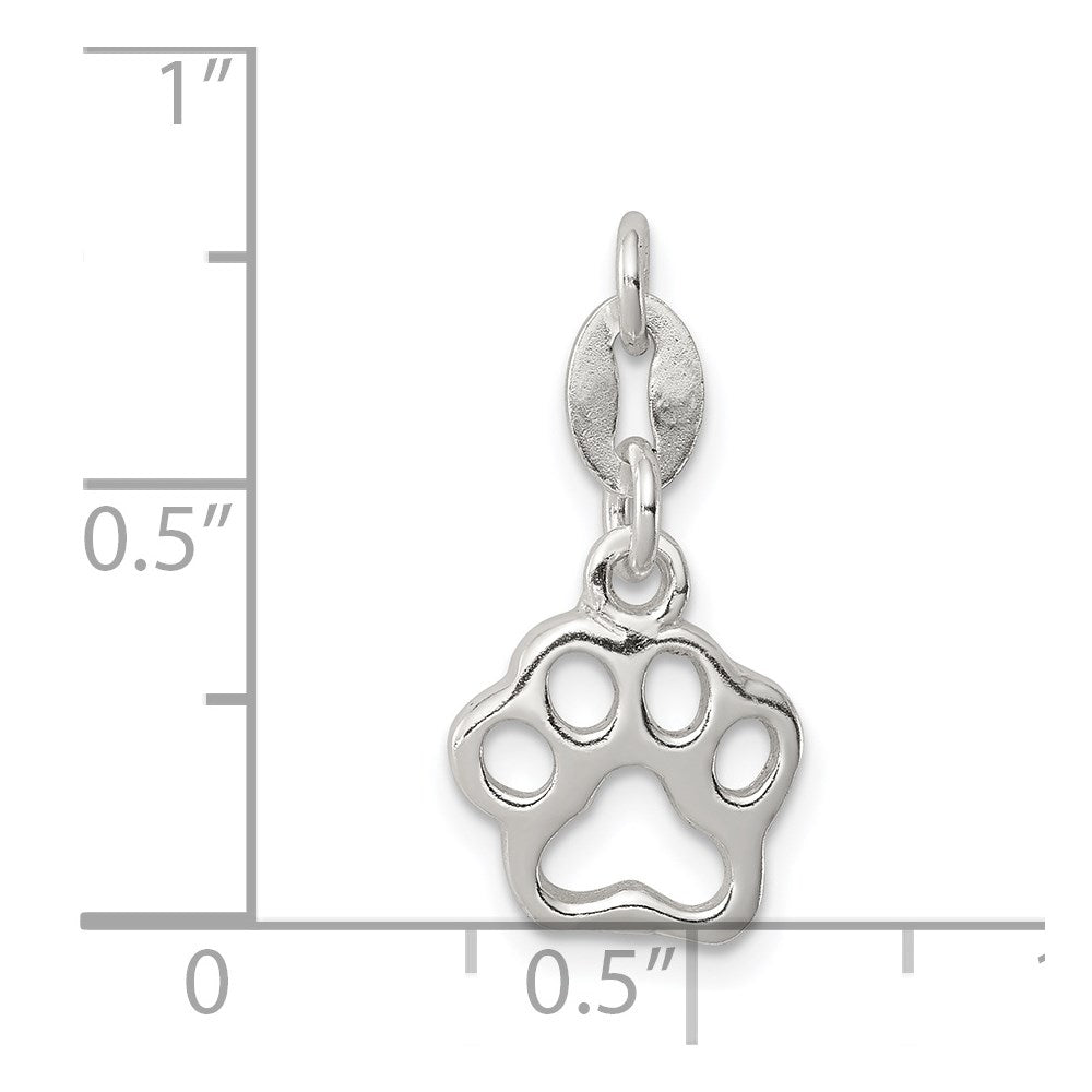 Sterling Silver Polished Paw Print Charm - Product Photo