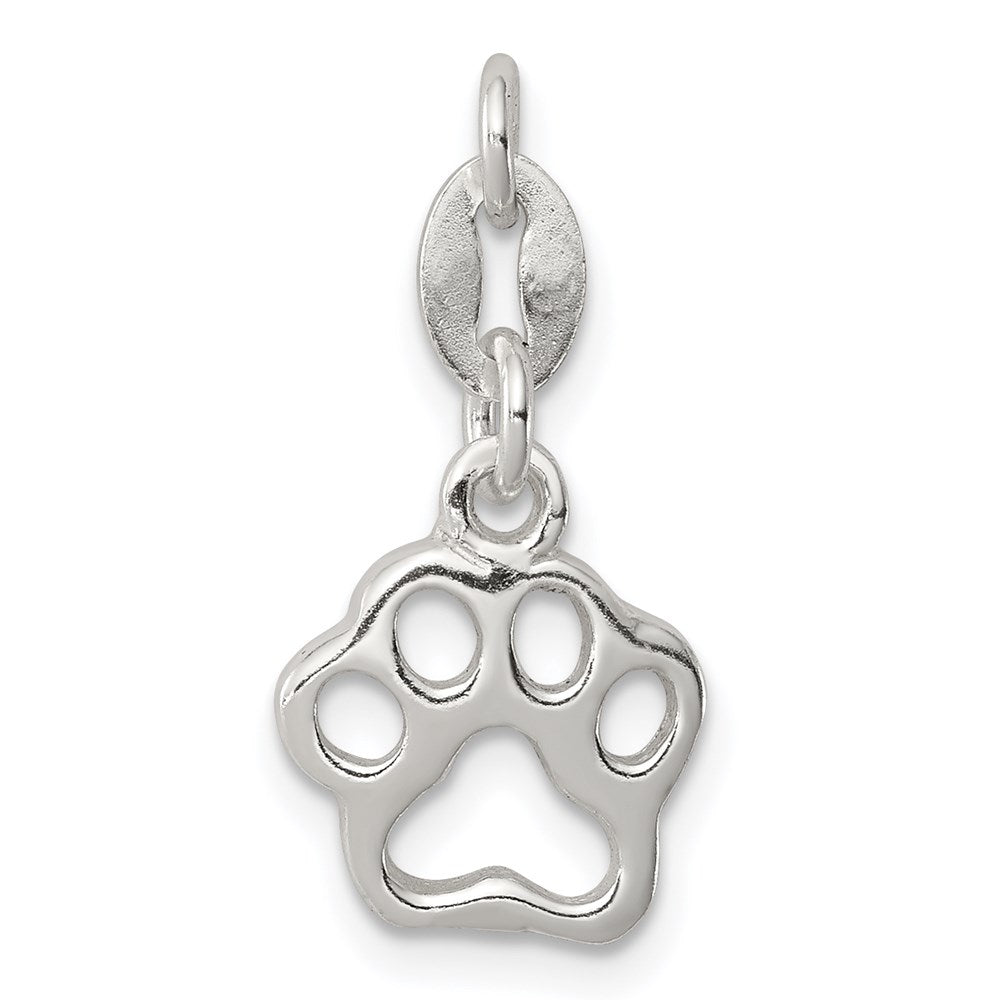Sterling Silver Polished Paw Print Charm - Product Photo