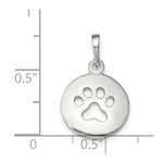 Sterling Silver Polished Paw Print Pendant - Product Photo