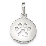 Sterling Silver Polished Paw Print Pendant - Product Photo