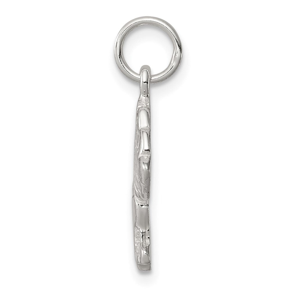Sterling Silver Polished and Textured Dog Pendant - Product Photo