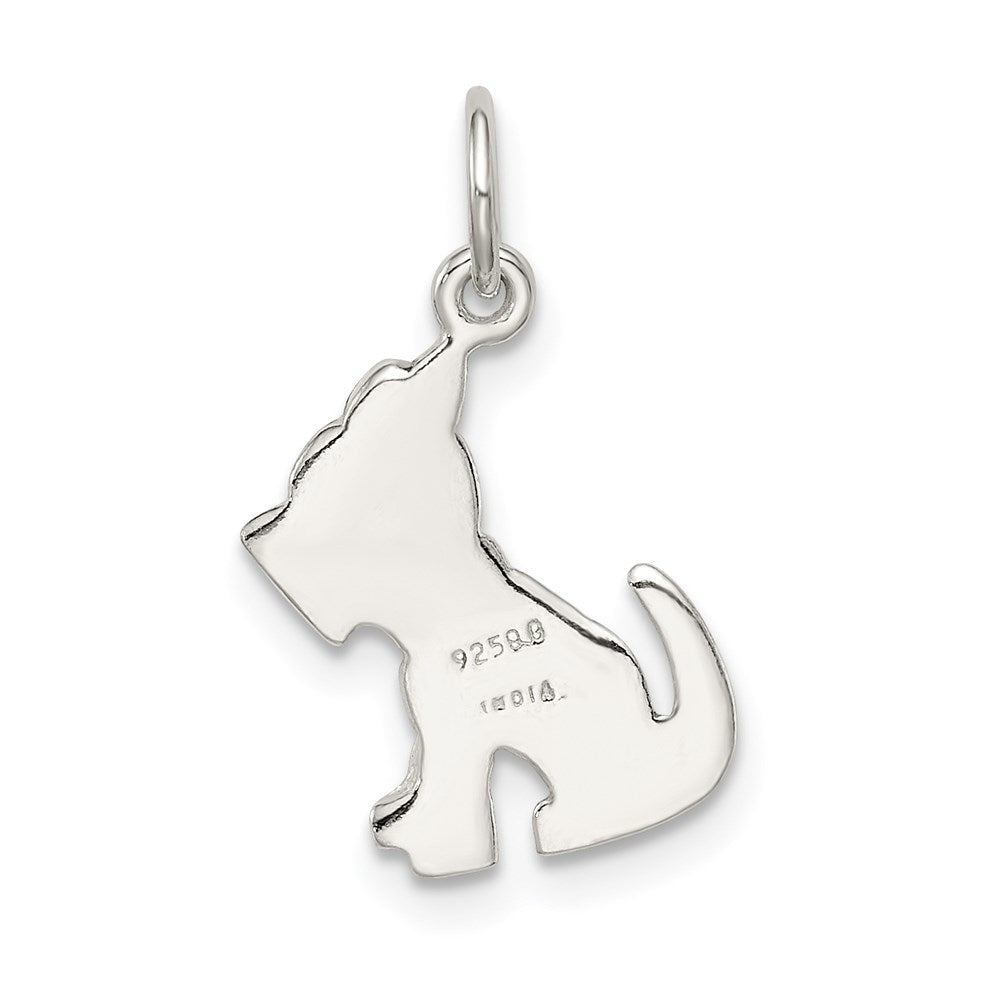 Sterling Silver Polished and Textured Dog Pendant - Product Photo