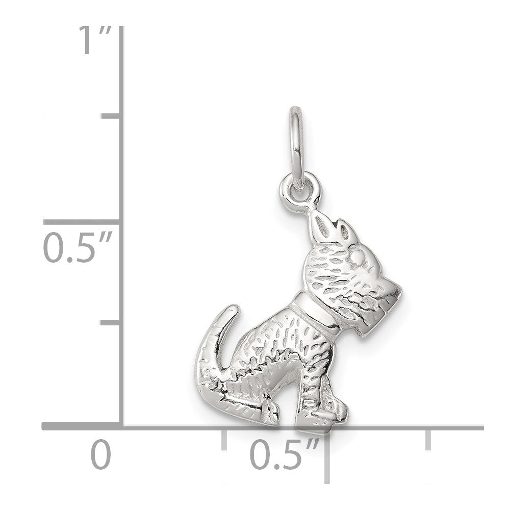 Sterling Silver Polished and Textured Dog Pendant - Product Photo