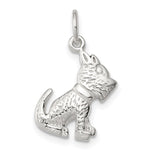 Sterling Silver Polished and Textured Dog Pendant - Product Photo