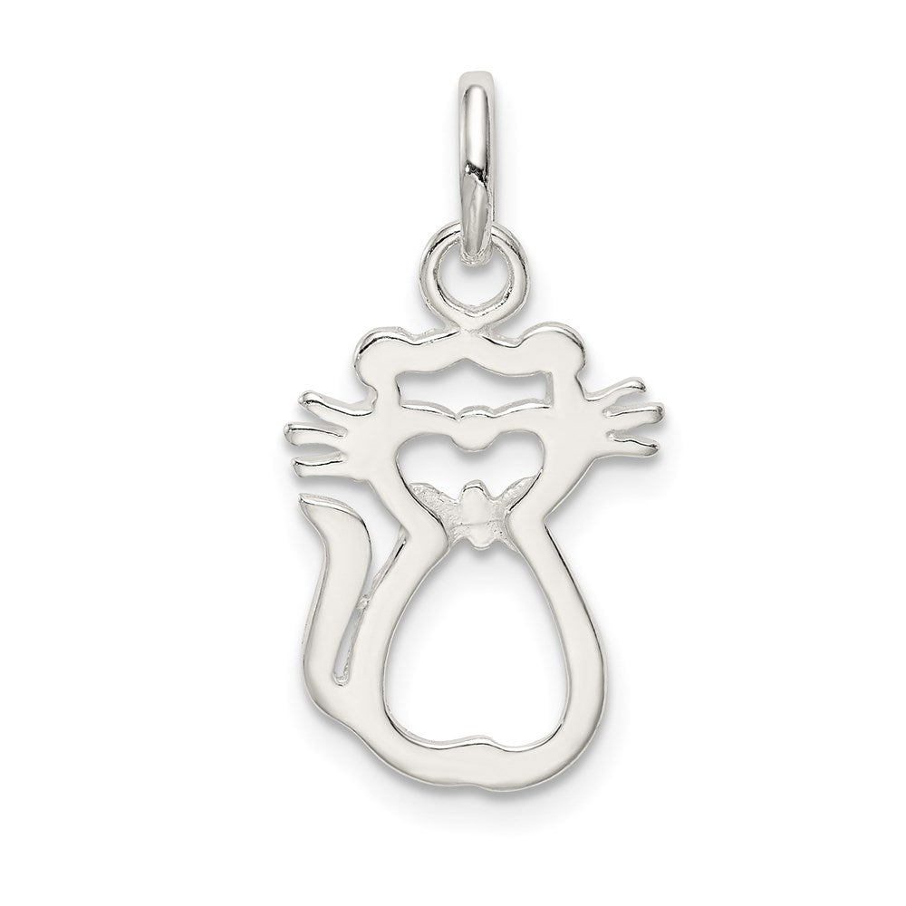Sterling Silver Polished Cat Charm - Product Photo