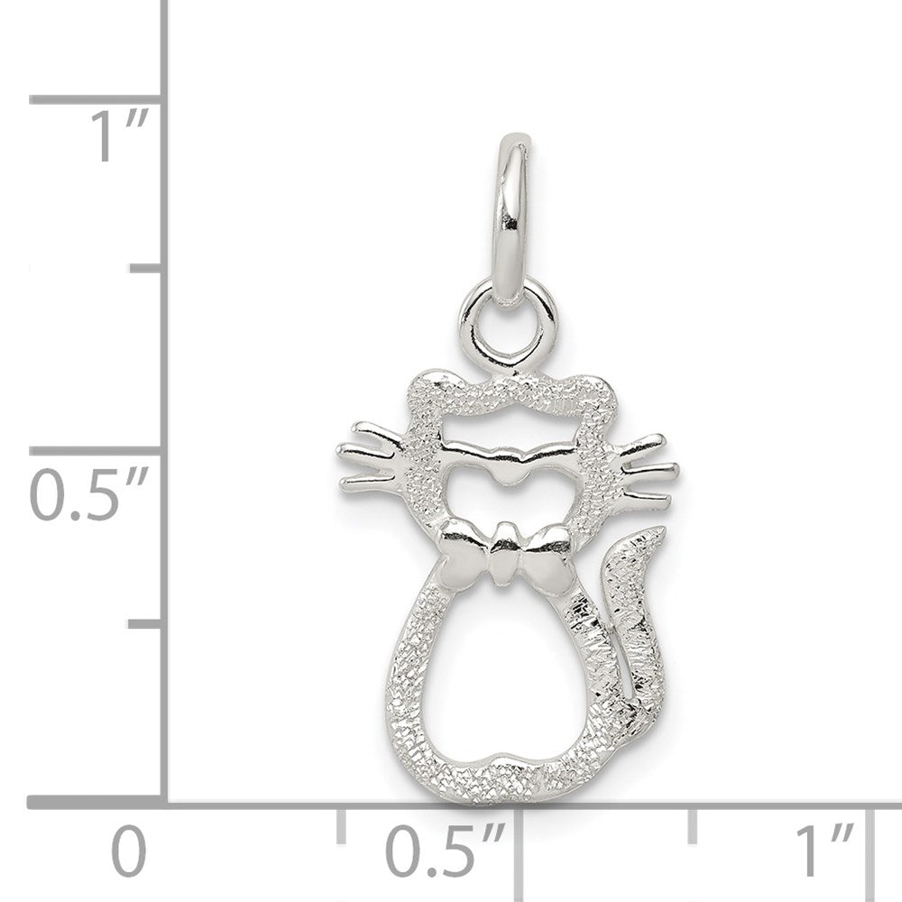 Sterling Silver Polished Cat Charm - Product Photo