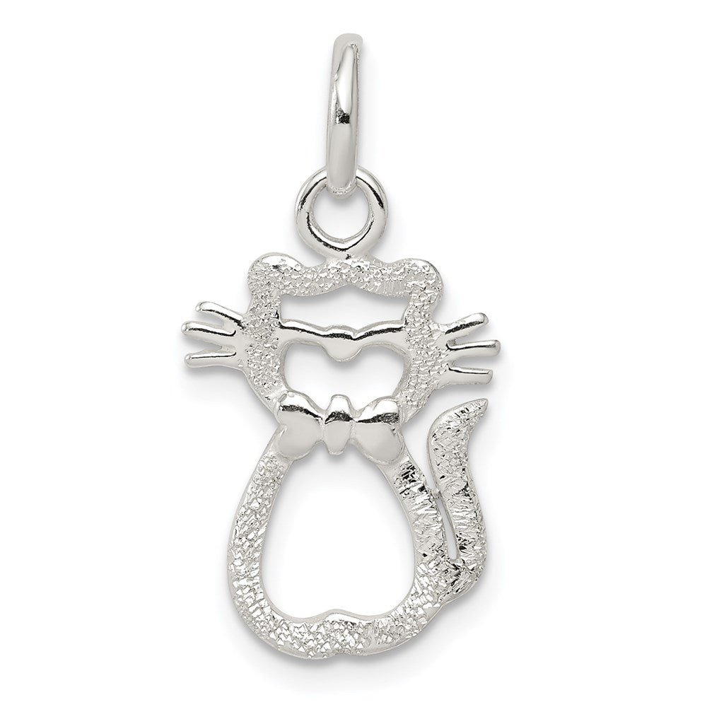 Sterling Silver Polished Cat Charm - Product Photo