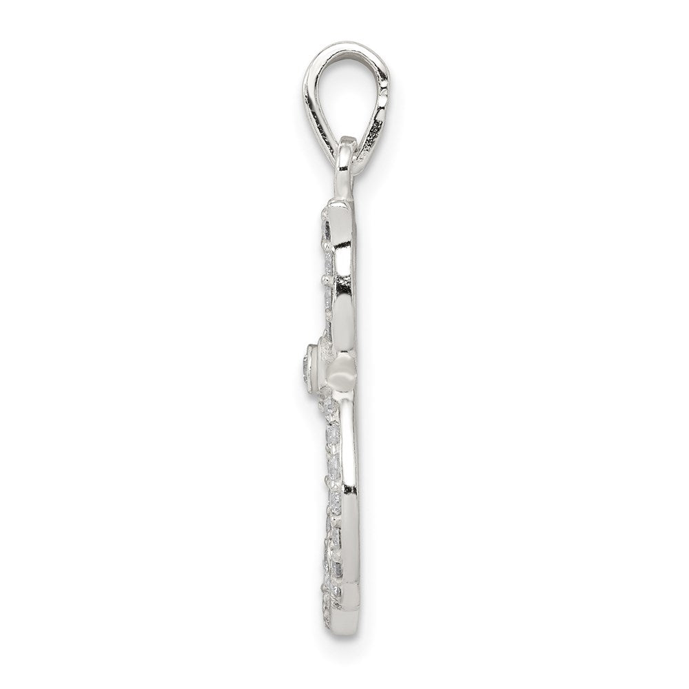 Sterling Silver Polished CZ Cat Pendant - Product Photo