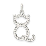 Sterling Silver Polished CZ Cat Pendant - Product Photo