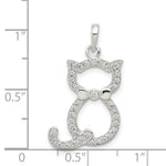 Sterling Silver Polished CZ Cat Pendant - Product Photo