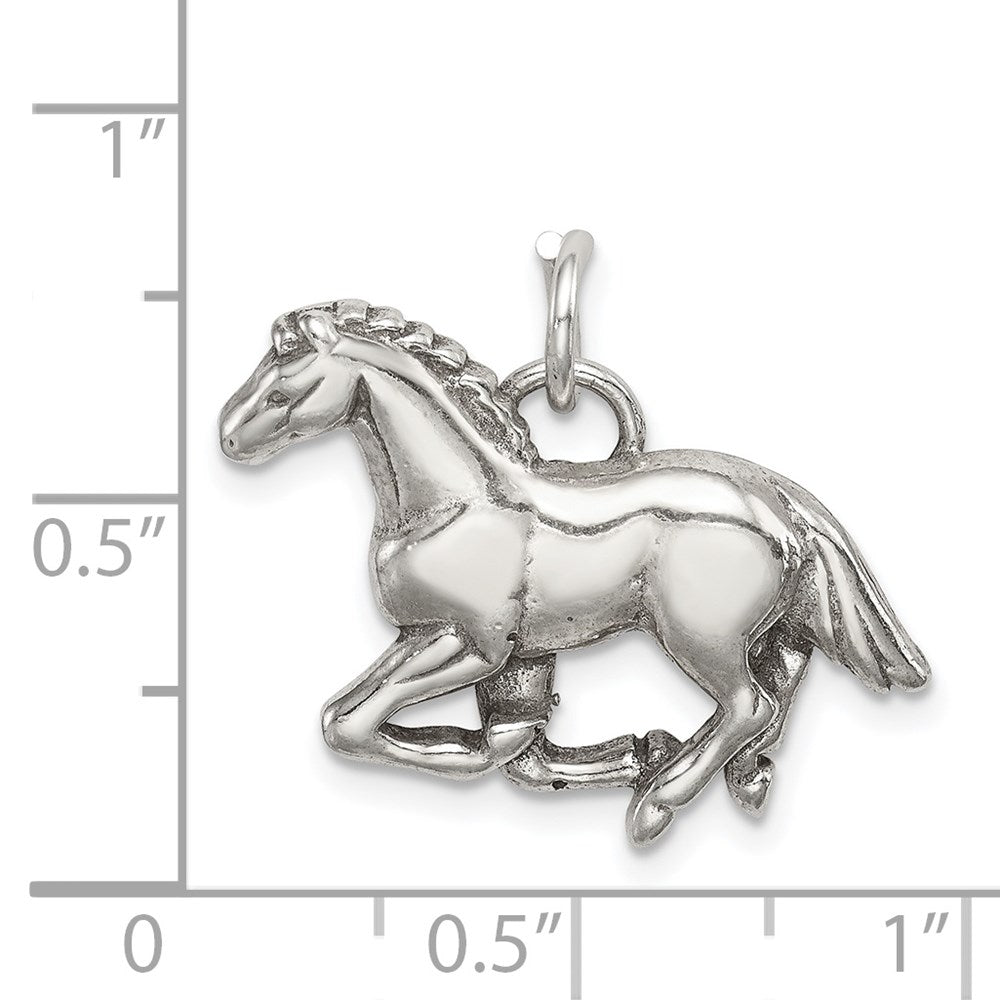 Sterling Silver Antiqued & Textured Horse Pendant - Product Photo