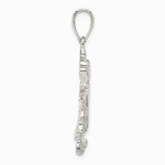 Sterling Silver Polished & Textured Chinese Dragon Pendant - Product Photo