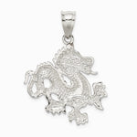 Sterling Silver Polished & Textured Chinese Dragon Pendant - Product Photo