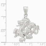 Sterling Silver Polished & Textured Chinese Dragon Pendant - Product Photo