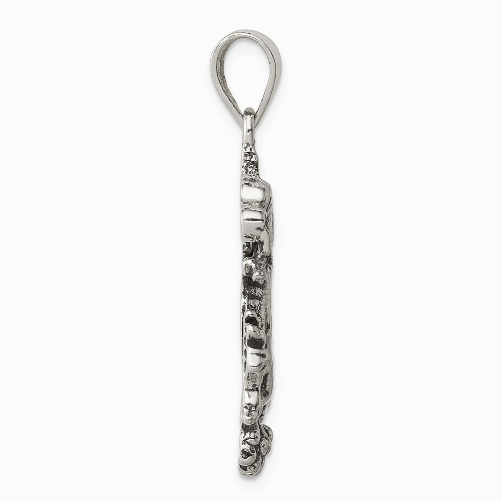 Sterling Silver Antiqued & Textured Chinese Dragon Pendant - Product Photo