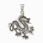 Sterling Silver Antiqued & Textured Chinese Dragon Pendant - Product Photo