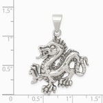 Sterling Silver Antiqued & Textured Chinese Dragon Pendant - Product Photo