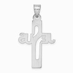 Sterling Silver Rhodium-plated Jesus Cross Medium Pendant - Product Photo