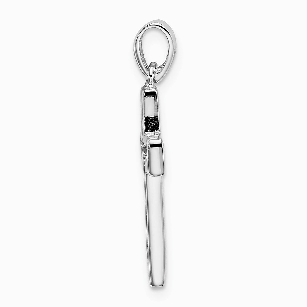 Sterling Silver Rhodium-plated Jesus Cut-out Cross Pendant - Product Photo