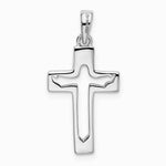 Sterling Silver Rhodium-plated Jesus Cut-out Cross Pendant - Product Photo
