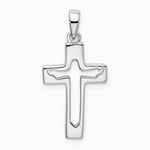 Sterling Silver Rhodium-plated Jesus Cut-out Cross Pendant - Product Photo