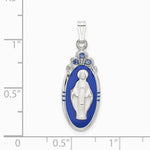 Sterling Silver Satin & Diamond-Cut Epoxy & Crystal Miraculous Medal Pendant - Product Photo