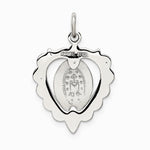 Sterling Silver Epoxy & Crystal Miraculous Medal Heart Pendant - Product Photo