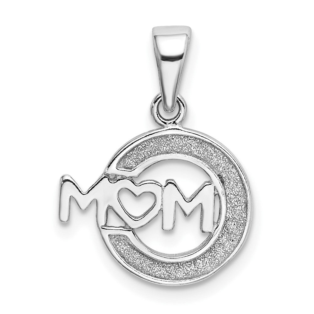 Sterling Silver Rhodium-plated Enamel Glitter Fabric MOM Pendant - Product Photo