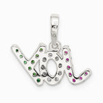 Sterling Silver Polished Red White & Green CZ Joy Pendant - Product Photo