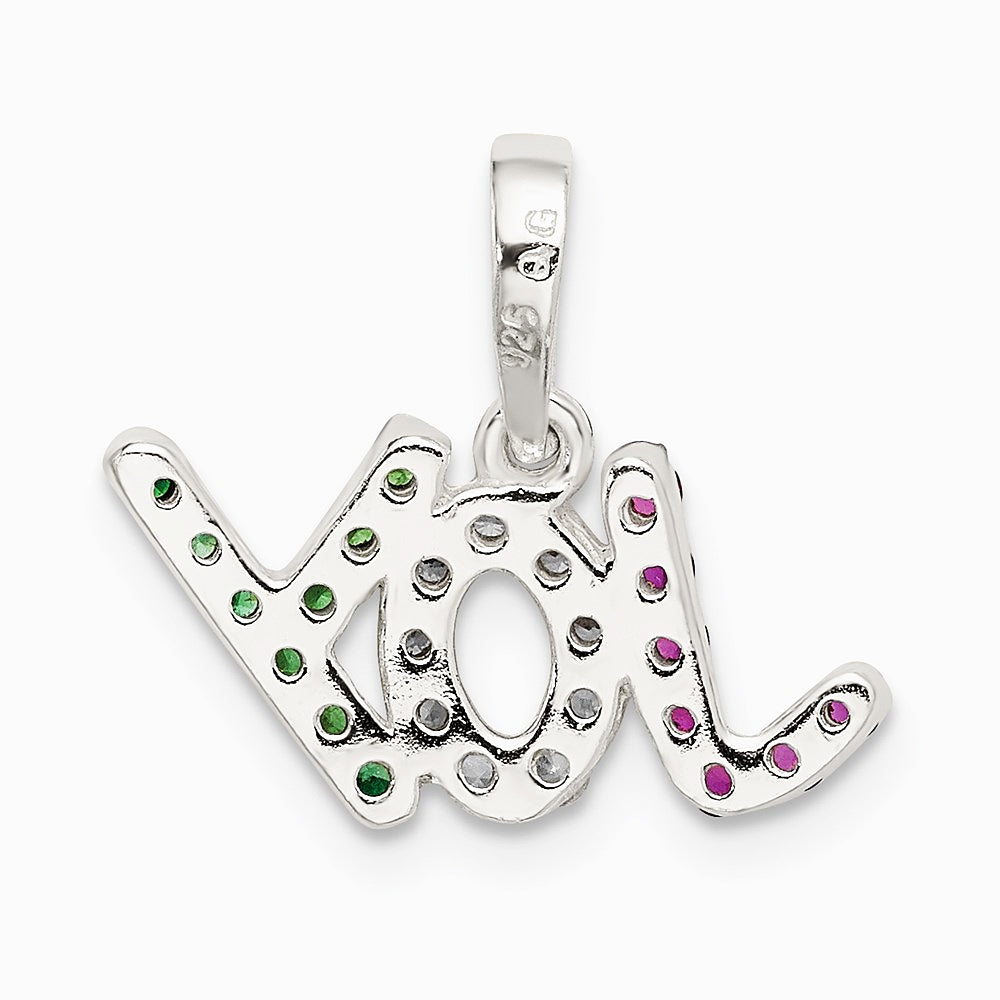 Sterling Silver Polished Red White & Green CZ Joy Pendant - Product Photo