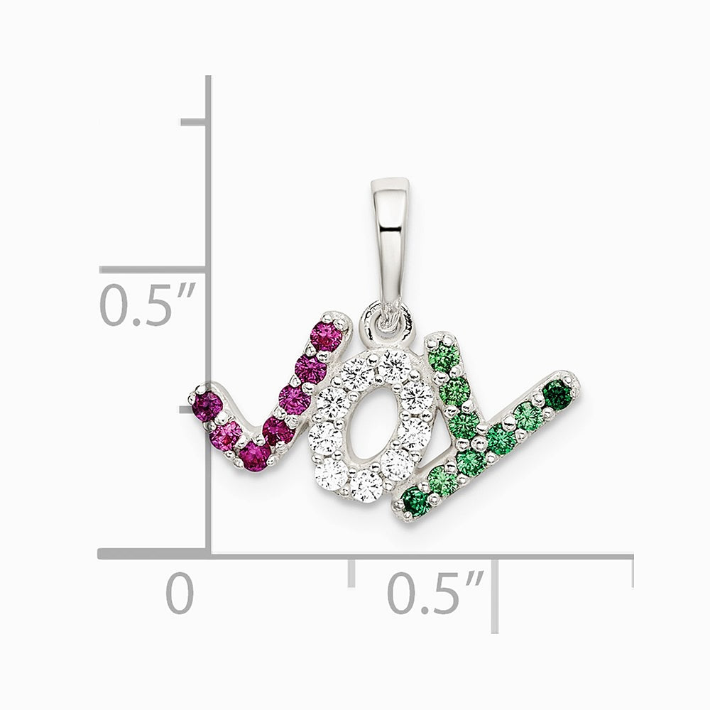 Sterling Silver Polished Red White & Green CZ Joy Pendant - Product Photo