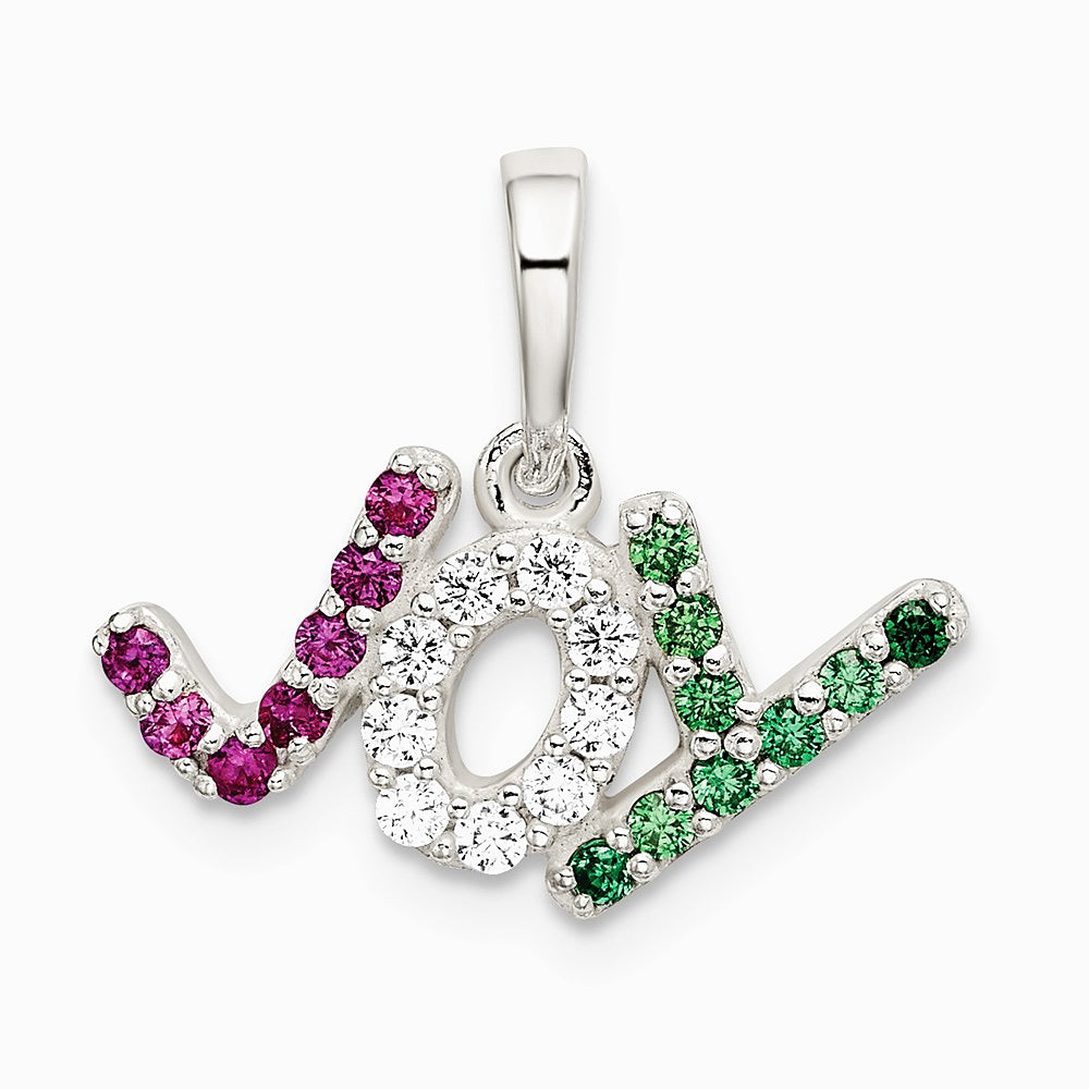 Sterling Silver Polished Red White & Green CZ Joy Pendant - Product Photo