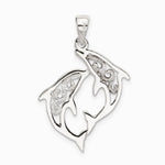 Sterling Silver & Gold-tone Enameled Filigree Dolphins Pendant - Product Photo