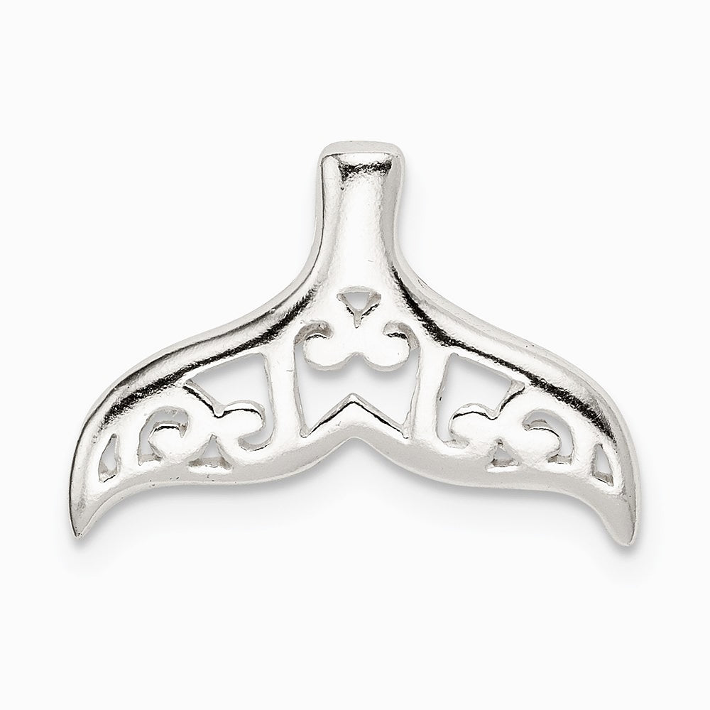 Sterling Silver Polished Filigree Whale Tail Chain Slide