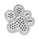 Sterling Silver Rhodium-plated Black/White CZ Paw Print Pendant - Product Photo