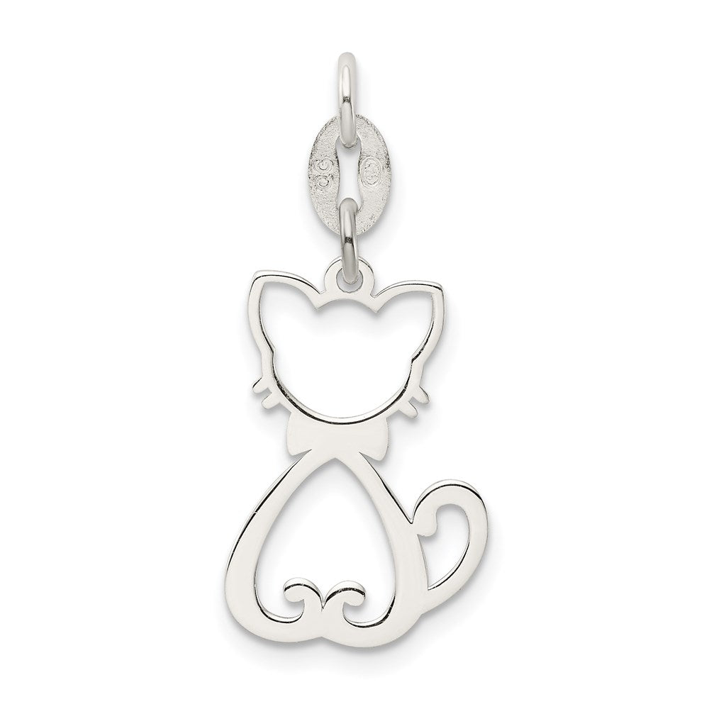 Sterling Silver Polished Cat Charm - Product Photo