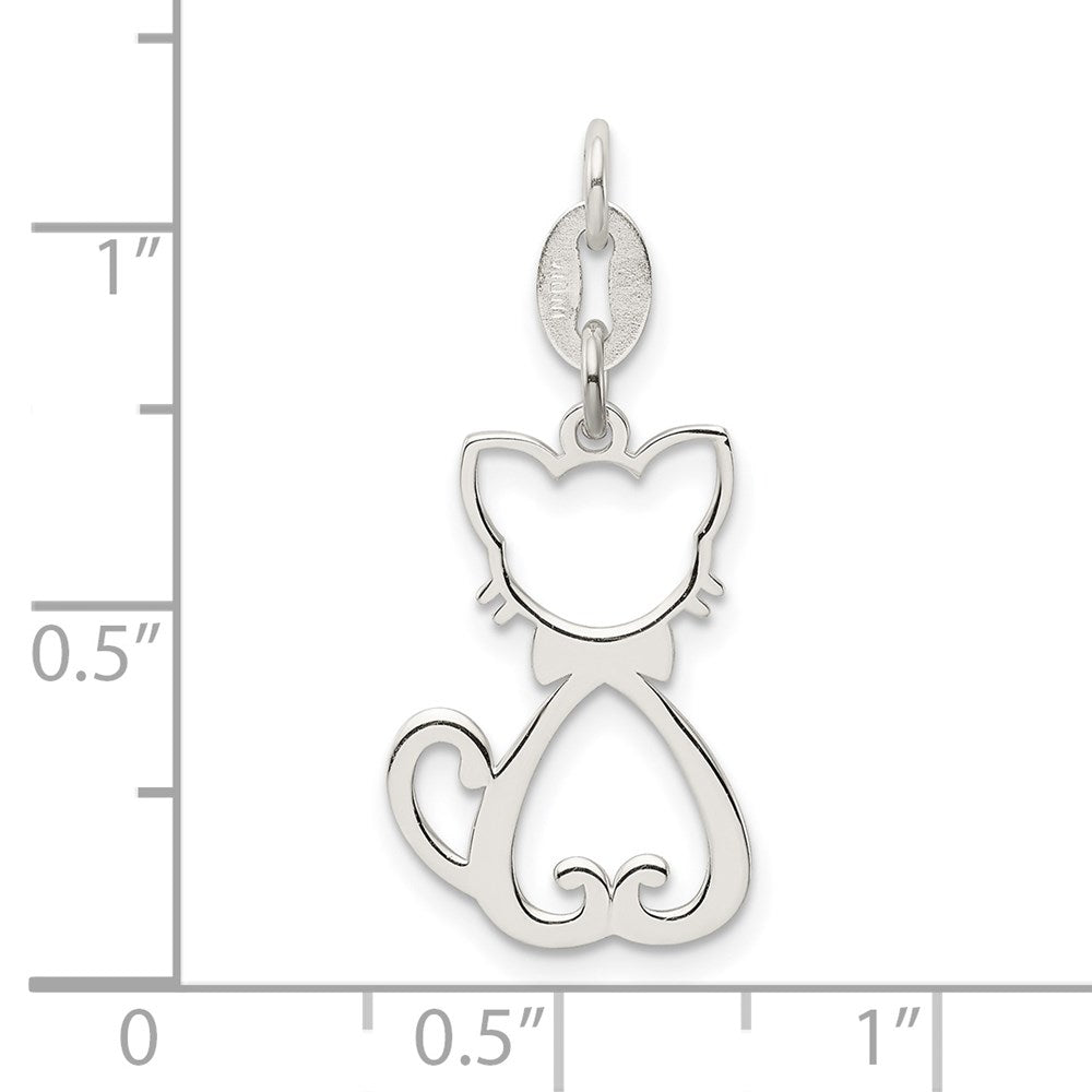 Sterling Silver Polished Cat Charm - Product Photo